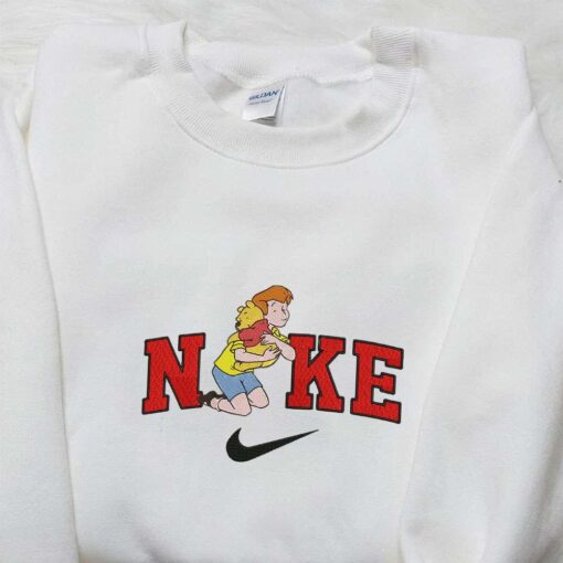 Nike x Pooh Hug Embroidered Hoodie Disney Characters Embroidered Sweatshirt Nike Inspired Embroidered Shirt