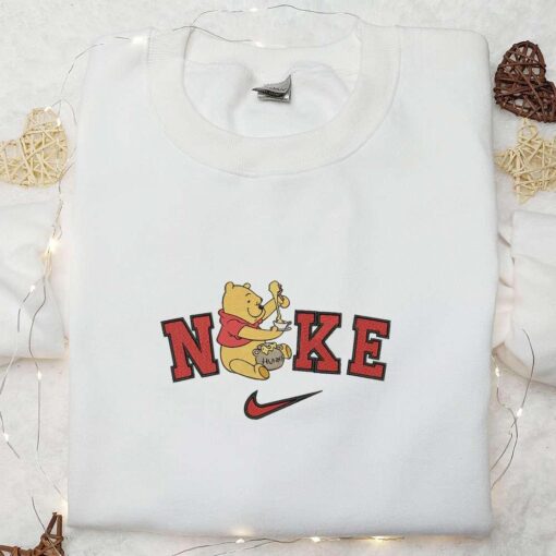 Nike x Pooh Hunny Embroidered Hoodie Disney Characters Embroidered Sweatshirt Nike Inspired Embroidered Shirt