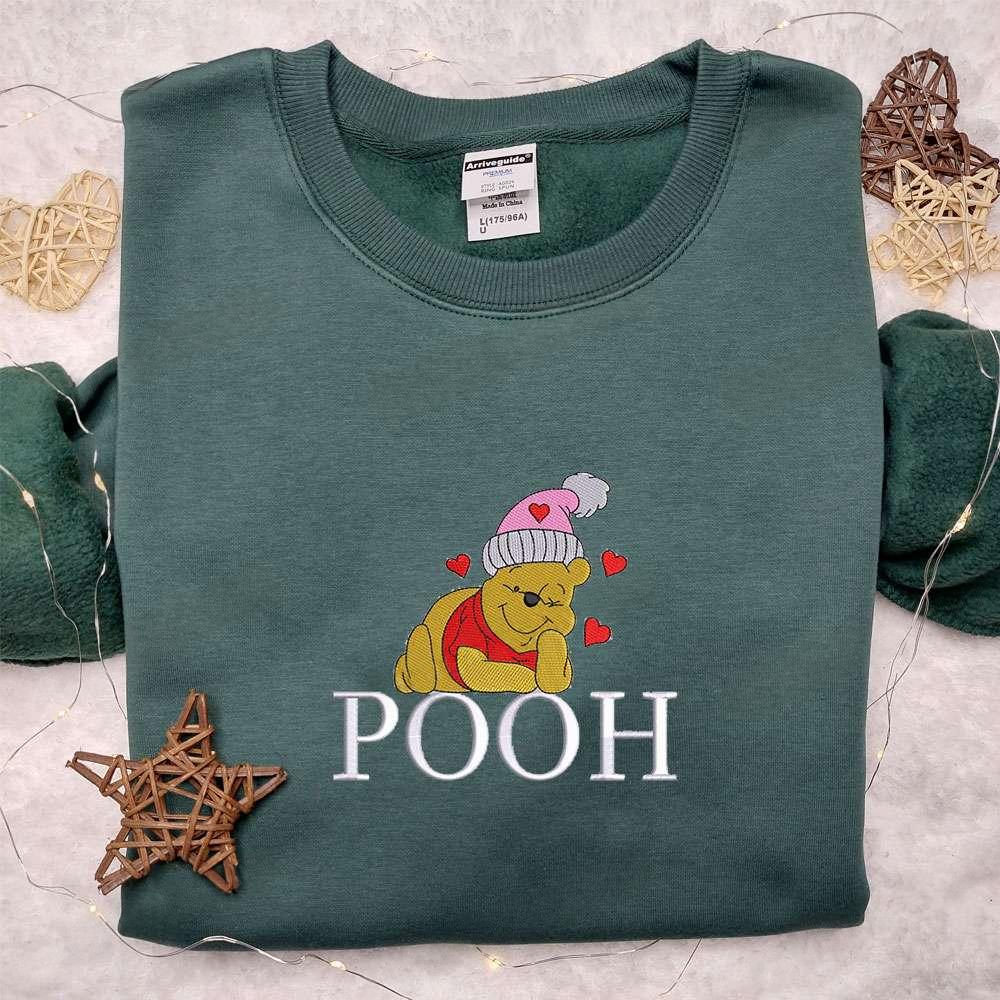 Nike x Pooh Love Hearts Embroidered T shirt Winnie The Pooh Disney Embroidered T shirt Valentine Embroidered T shirt