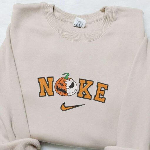 Nike x Pumpkin Monster Halloween Embroidered Hoodie Spooky Halloween Embroidered T shirt Nike Inspired Embroidered Sweatshirt