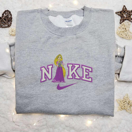Nike x Rapunzel Cartoon Embroidered Shirt Disney Characters Embroidered Sweatshirt Custom Embroidered Hoodie