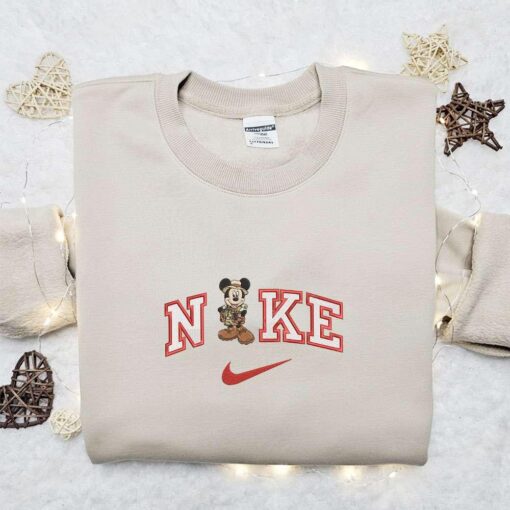 Nike x Safari Mickey Embroidered Sweatshirt Disney Characters Embroidered Sweatshirt Nike Inspired Embroidered Shirt