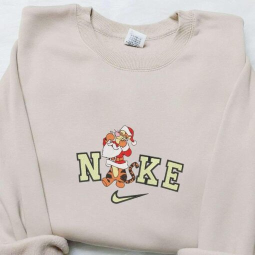 Nike x Santa Tigger Disney Embroidered Sweatshirt The Tiger Movie Embroidered Shirt Nike Inspired Embroidered Hoodie