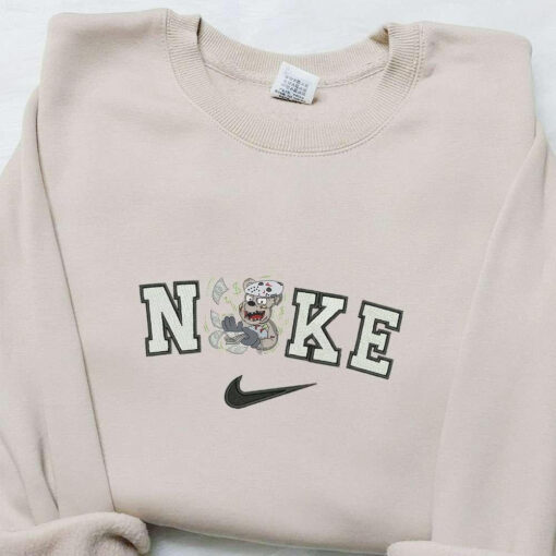 Nike x Scary Bear Jason Voorhees Embroidered Shirt Funny Halloween Embroidered Shirt Nike Inspired Embroidered Shirt