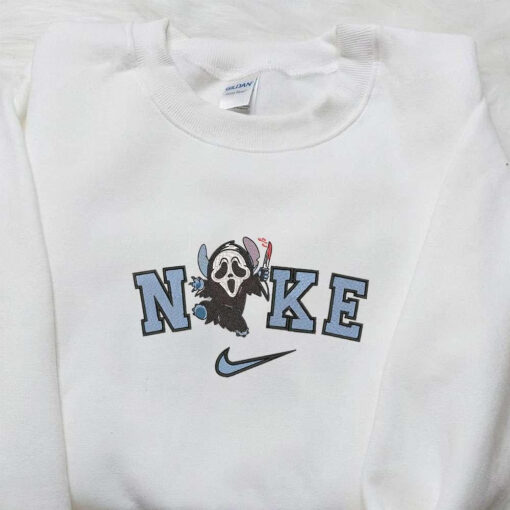 Nike x Scream Ghost Stitch Embroidered Shirt Nike Inspired Embroidered Shirt Best Gifts for Halloween Lovers