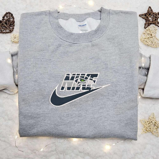 Nike x Seattle Seahawks Logo Embroidered Sweatshirt Sports Embroidered Sweatshirt Nike Inspired Embroidered Sweatshirt