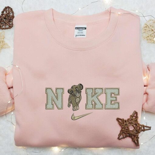 Nike x Simba and Nala Cartoon Embroidered Shirt Disney Characters Embroidered Hoodie Custom Nike Embroidered T shirt