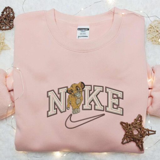 Nike x Simba Cartoon Embroidered Tshirt Disney Characters Embroidered Hoodie Custom Nike Embroidered T shirt