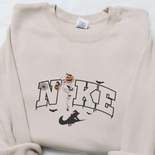 Nike x Skeleton Pumpkins Witch Bats Embroidered Sweatshirt Halloween Embroidered Hoodie Best Halloween Gift Ideas