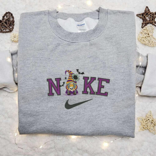 Nike x Skull Gnome Bats Halloween Embroidered Shirt Amazing Halloween Embroidered Shirt Nike Inspired Embroidered Shirt