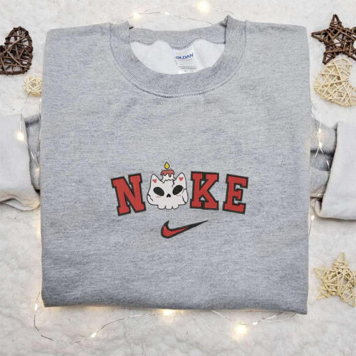Nike x Skull Halloween Embroidered Hoodie Spirit Halloween Embroidered T shirt Best Halloween Gifts for Family