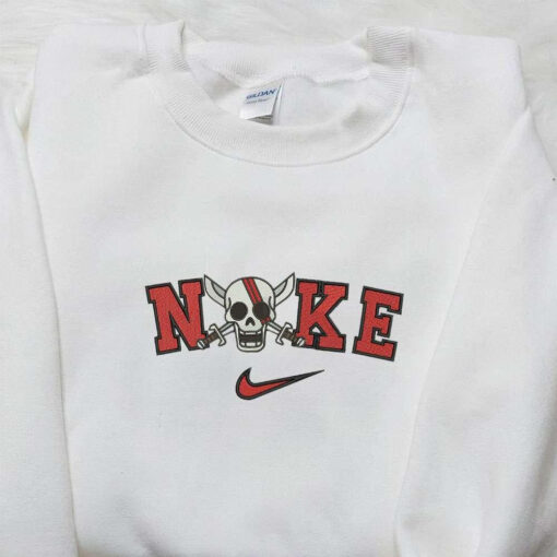 Nike x Skull Pirate Embroidered Shirt Nike Inspired Embroidered Shirt Best Gifts for Halloween Lovers