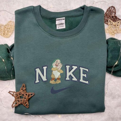 Nike x Sleepy Dwarf Embroidered Shirt Snow White Disney Characters Embroidered Shirt Nike Inspired Embroidered Shirt