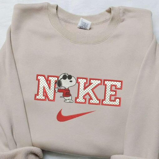Nike x Snoopy Embroidered Sweatshirt Peanuts Cartoon Embroidered Shirt Nike Inspired Embroidered S