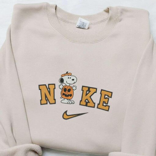Nike x Snoopy Pumpkin Embroidered Shirt Nike Inspired Embroidered Shirt Best Gifts for Halloween Lovers