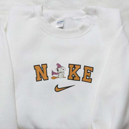 Nike x Snoopy Witch Embroidered Sweatshirt Nike Inspired Embroidered Hoodie Adorable Halloween Embroidered T shirt