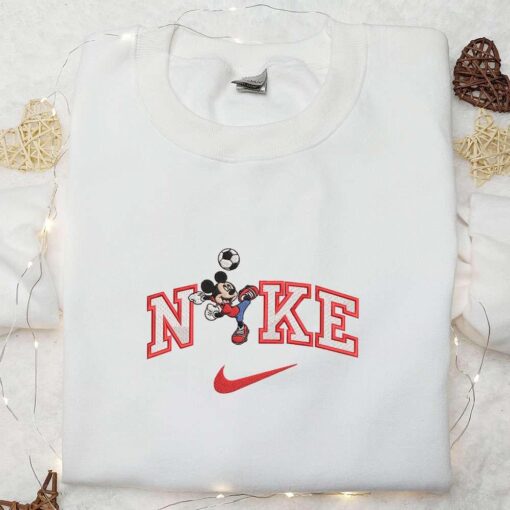 Nike x Soccer Mickey Embroidered Hoodie Disney Characters Embroidered Hoodie Nike Inspired Embroidered Hoodie