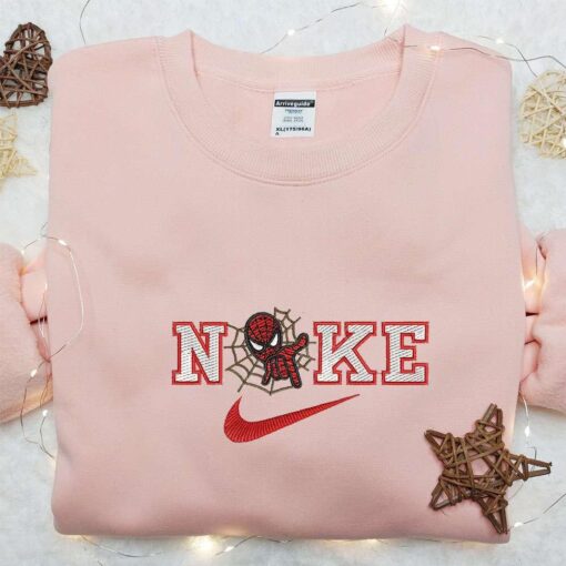 Nike x Spider Man Attack Embroidered Sweatshirt DC Comics and Marvel Embroidered Shirt Nike Inspired Embroidered T shirt