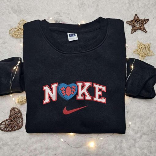 Nike x Spider Man Love Heart Embroidered Hoodie Marvel Movie Embroidered Hoodie Valentine Embroidered Hoodie