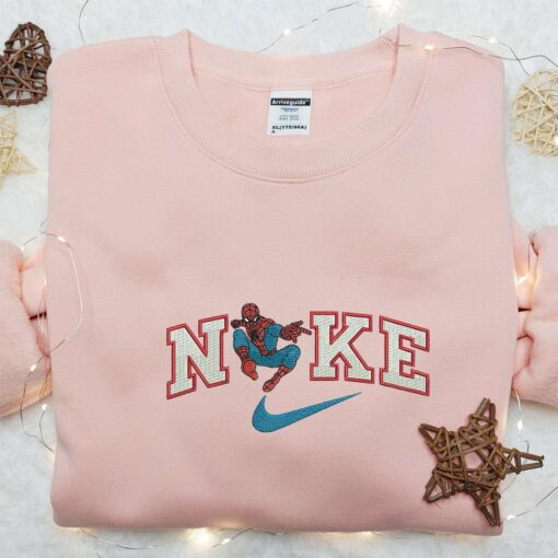Nike x Spider Man Movie Embroidered Hoodie Best Gift for Family Embroidered Hoodie Custom Nike Embroidered T shirt