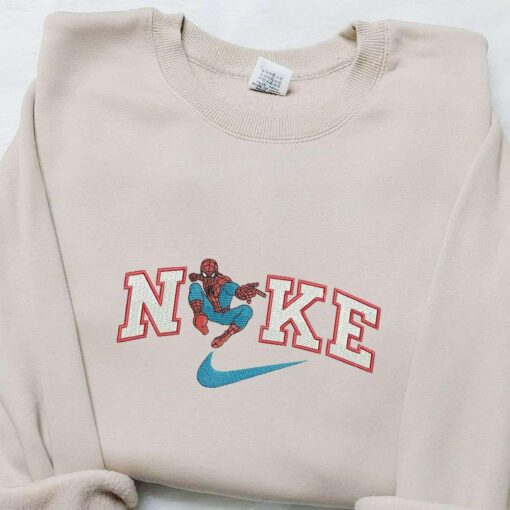 Nike x Spider Man Movie Embroidered Sweatshirt Marvel Comics Embroidered Hoodie Custom Nike Embroidered T shirt