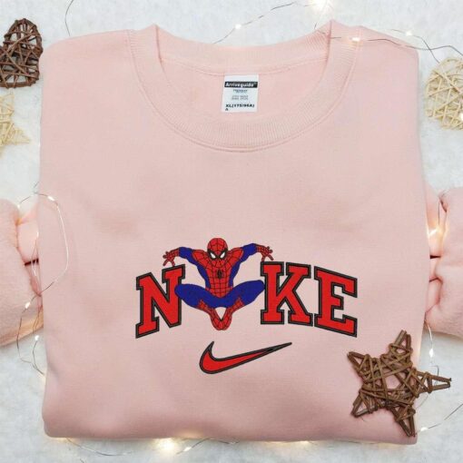Nike x Spider Man Movie Embroidered Tshirt Best Gift for Family Embroidered Hoodie Custom Nike Embroidered T shirt