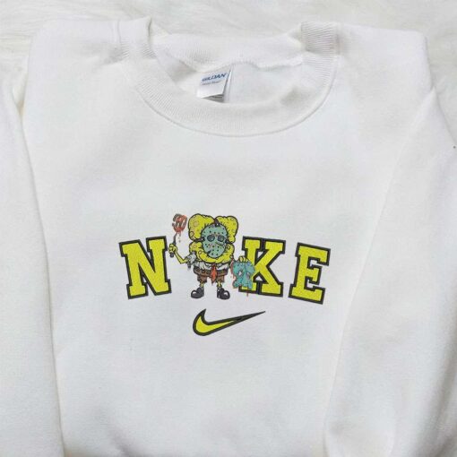 Nike x Spongebob Halloween Embroidered Sweatshirt Nike Cartoon Embroidered Hoodie Adorable Halloween Embroidered T shirt