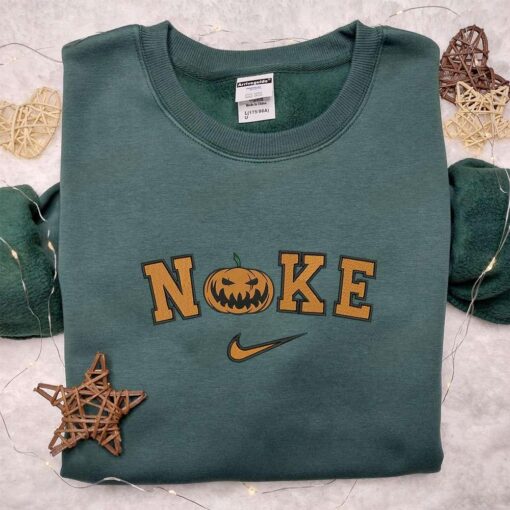 Nike x Spooky Pumpkin Halloween Embroidered Hoodie Amazing Halloween Embroidered T shirt Nike Inspired Embroidered Sweatshirt