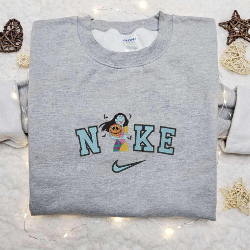 Nike x Spooky Sally Halloween Pumpkin Bats Embroidered Shirt The Nightmare Before Christmas Characters Embroidered T shirt Nike Inspired Embroidered Sweatshirt