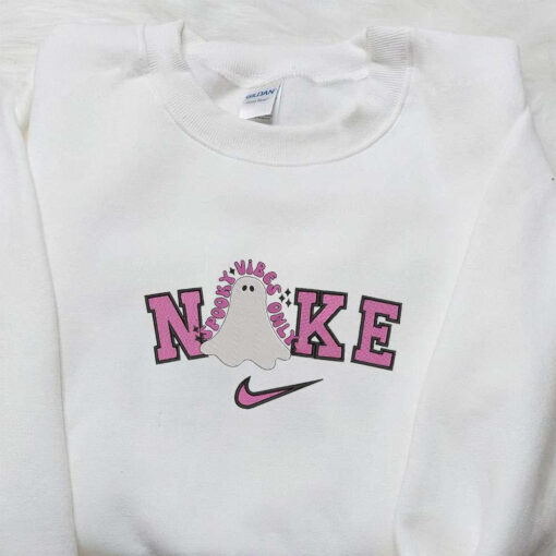 Nike x Spooky Vibes Only Ghost Embroidered Shirt Nike Inspired Embroidered Hoodie Adorable Halloween Embroidered T shirt