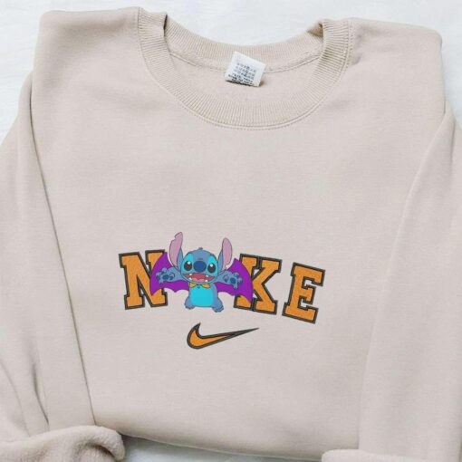 Nike x Stitch Bat Halloween Embroidered Sweatshirt Walt Disney Characters Embroidered Shirt Best Halloween Gift Ideas
