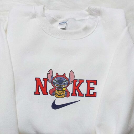 Nike x Stitch Candy Halloween Embroidered Shirt Lilo and Stitch Characters Embroidered Shirt Nike Inspired Embroidered Shirt