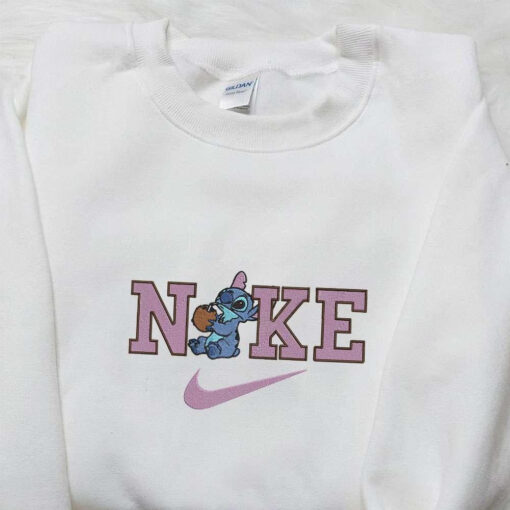 Nike x Stitch Coconut Embroidered Sweatshirt Lilo and Stitch Embroidered Hoodie Nike Inspired Embroidered T shirt