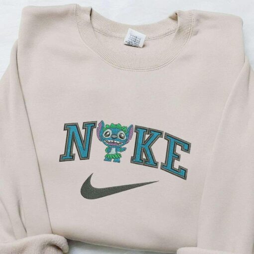 Nike x Stitch Dance Cartoon Embroidered Sweatshirt Disney Characters Embroidered Hoodie Best Gift for Family