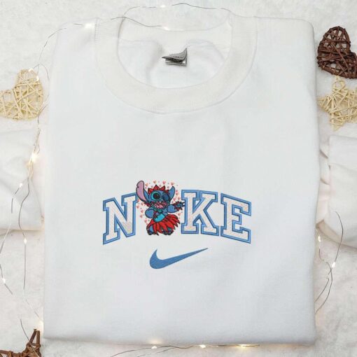 Nike x Stitch Dance Hearts Embroidered Shirt Disney Characters Embroidered Hoodie Best Valentines Day Gift Ideas