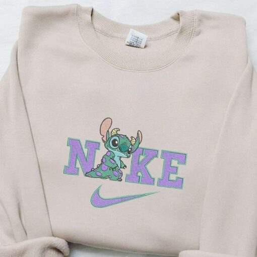 Nike x Stitch Dinosaur Cartoon Embroidered Sweatshirt Disney Characters Embroidered Hoodie Best Birthday Gift Ideas