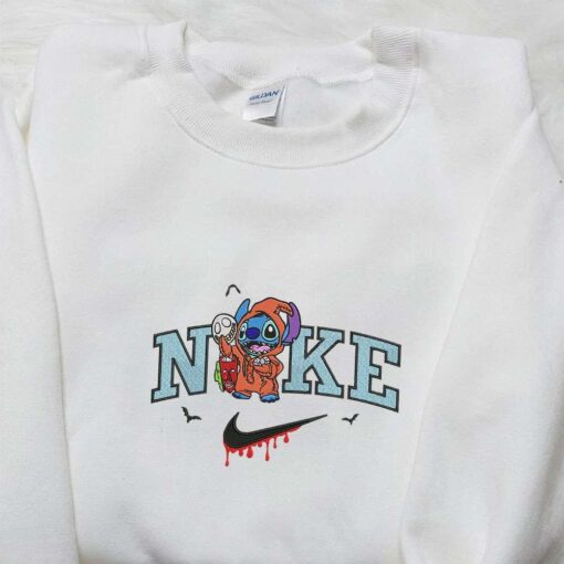 Nike x Stitch Disguise Oogie Boogie Embroidered Shirt Funny Disney Characters Embroidered T shirt Nike Inspired Embroidered Sweatshirt