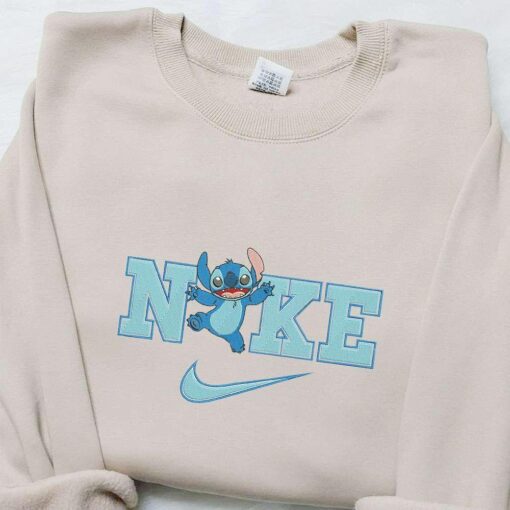 Nike x Stitch Embroidered Sweatshirt Disney Characters Embroidered Hoodie Best Birthday Gift Ideas