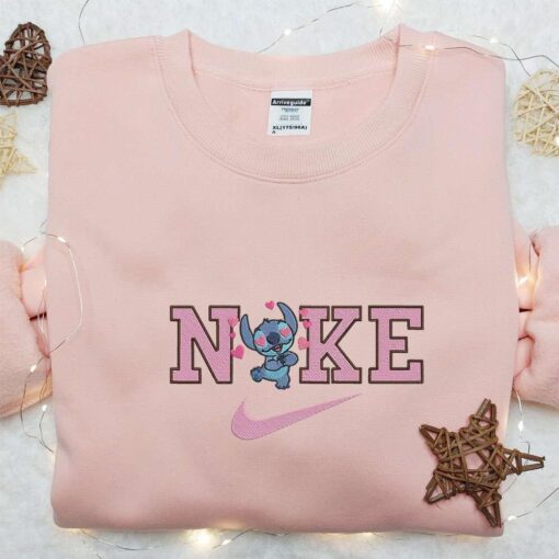 Nike x Stitch Heart Love Embroidered Sweatshirt Lilo and Stitch Embroidered Hoodie Nike Inspired Embroidered T shirt