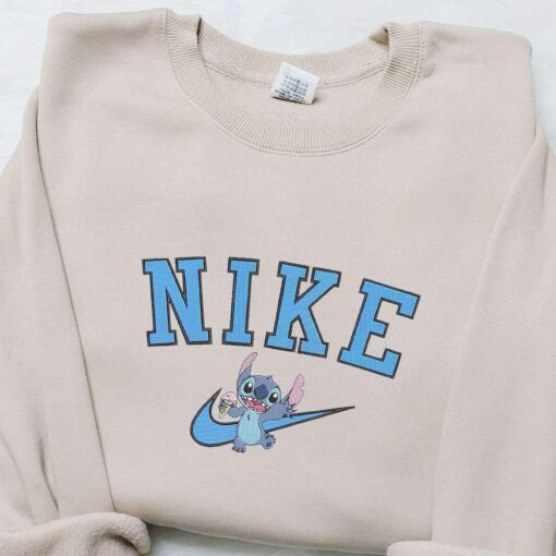 Nike x Stitch Ice Cream Cartoon Embroidered Sweatshirt Disney Characters Embroidered Hoodie Best Birthday Gift Ideas