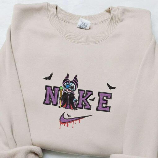 Nike x Stitch Maleficent Embroidered Sweatshirt Disney Characters Embroidered Hoodie Best Halloween Gift Ideas