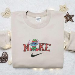 Nike x Stitch on Elf Embroidered Sweatshirt Movie St Patricks Day Embroidered Shirt Best Birthday Gift Ideas