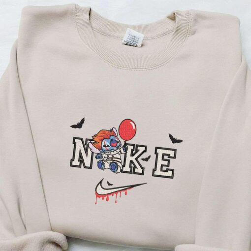Nike x Stitch Pennywise Embroidered Sweatshirt Disney Characters Embroidered Hoodie Best Halloween Gift Ideas