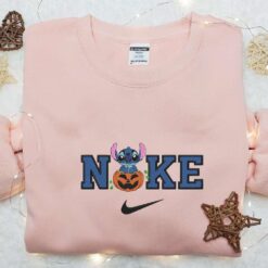 Nike x Stitch Pumpkin Embroidered Sweatshirt Horror Movie Disney Embroidered Shirt The Best Halloween Gift