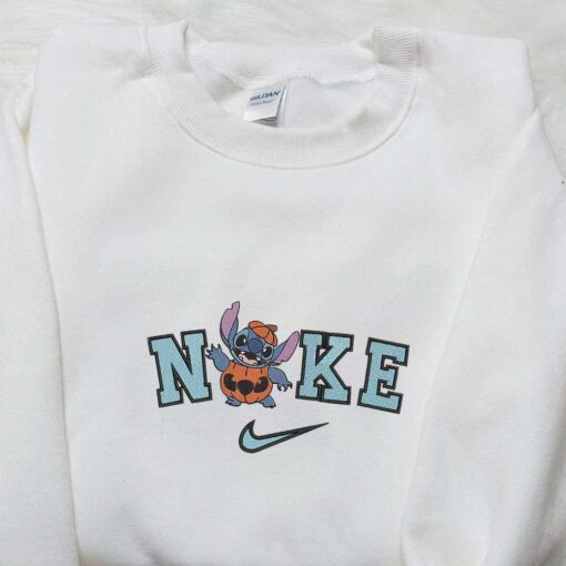 Nike x Stitch Pumpkin Embroidered T shirt Nike Inspired Embroidered Hoodie Best Gifts for Family