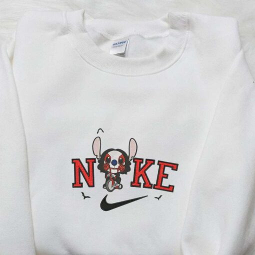 Nike x Stitch Saw Jigsaw Embroidered Shirt Custom Nike Embroidered Shirt Funny Halloween Embroidered Shirt