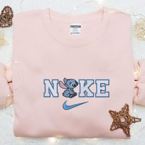 Nike x Stitch Sit Embroidered Shirt Disney Characters Embroidered Hoodie Best Gift Ideas