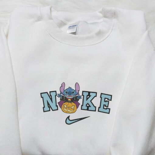Nike x Stitch Vampire Pumpkin Embroidered T shirt Nike Inspired Embroidered Sweatshirt Best Gifts for Family