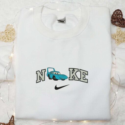 Nike X Strip The King Weathers Embroidered Shirt Pixar Cars Disney Cartoon Embroidered Sweatshirt Nike Inspired Embroidered Hoodie