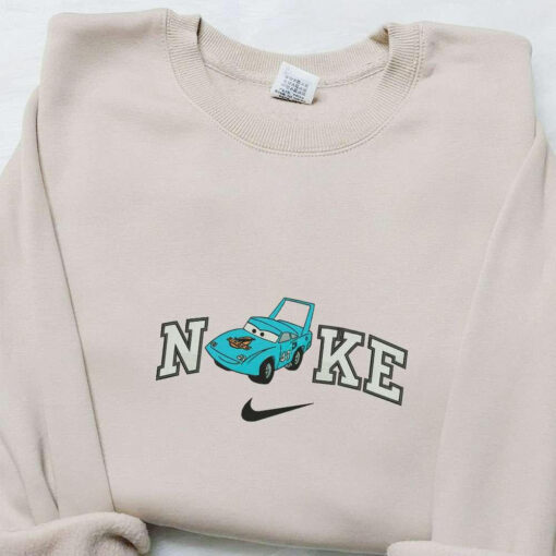 Nike X Strip The King Weathers Embroidered T Shirt Pixar Cars Disney Cartoon Embroidered Sweatshirt Nike Inspired Embroidered Hoodie
